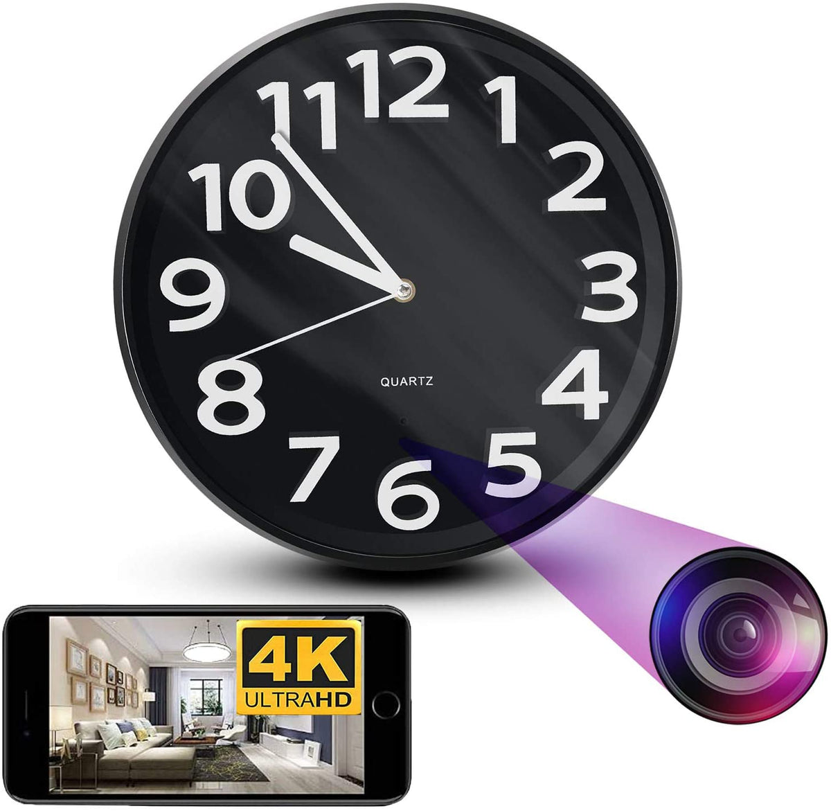 Home Security Mini HD 4K/2K/1080p Spy Camera IP Wifi CCTV Wall Clock